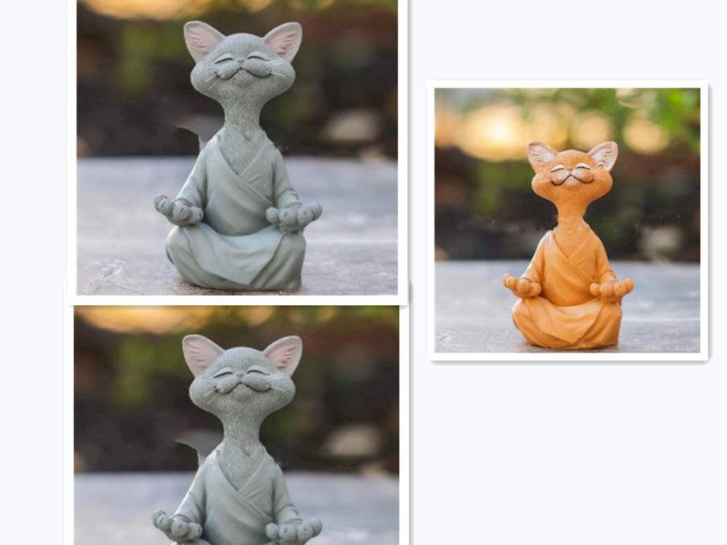 Speelse Zwarte Boeddha Kat Figuur Meditatie Yoga Verzamelen Blije Kat Decor Thuis Tuin Decoratie Tuin Ornament