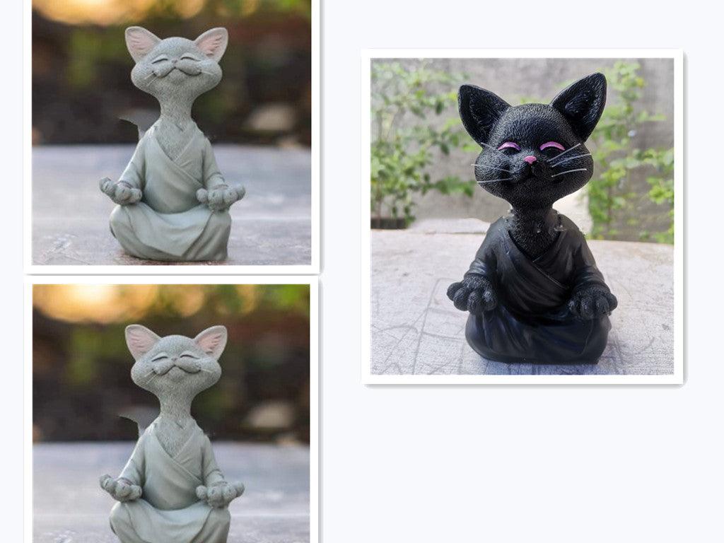 Speelse Zwarte Boeddha Kat Figuur Meditatie Yoga Verzamelen Blije Kat Decor Thuis Tuin Decoratie Tuin Ornament