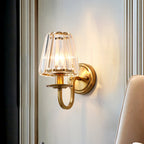 Moderne Kegel Wandlamp Armatuur 1 Kop K9 Kristal Wandlamp in Goud met Gebogen Arm