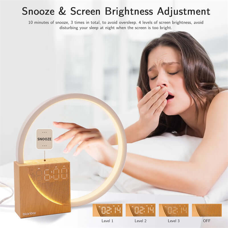 Bedlamp Touch Tafellamp Met Natuurlijke Geluiden, Bureau Lamp Met Alarmklok, Touch Control 3 Niveaus Helderheid Huisdecor