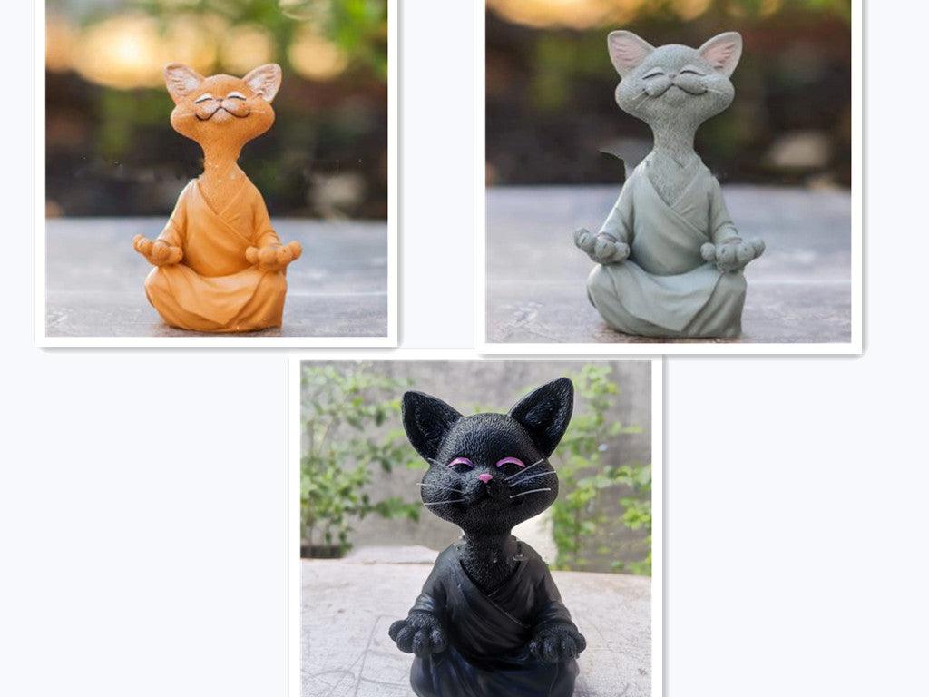 Speelse Zwarte Boeddha Kat Figuur Meditatie Yoga Verzamelen Blije Kat Decor Thuis Tuin Decoratie Tuin Ornament