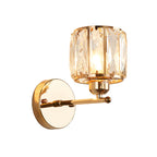 Afgeschuind Snij Kristal Gouden Wandlamp Cilinder 1 Hoofd Eenvoudige Wandlamp Lichtarmatuur