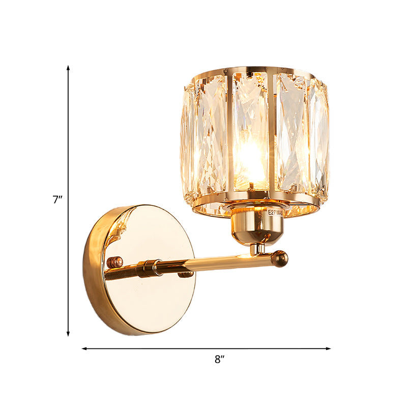 Afgeschuind Snij Kristal Gouden Wandlamp Cilinder 1 Hoofd Eenvoudige Wandlamp Lichtarmatuur