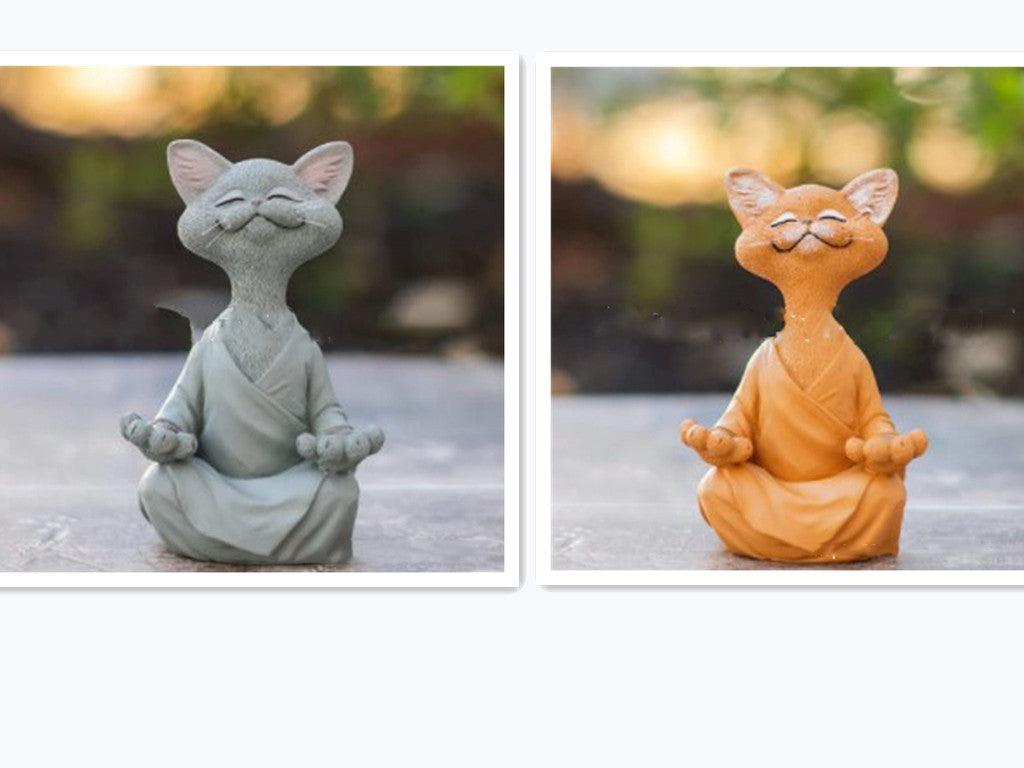 Speelse Zwarte Boeddha Kat Figuur Meditatie Yoga Verzamelen Blije Kat Decor Thuis Tuin Decoratie Tuin Ornament