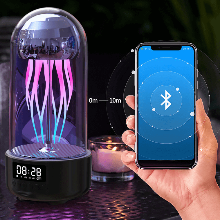 Creatieve 3in1 Kleurrijke Medusa Lamp Met Klok Luminous Draagbare Stereo Ademhalingslicht Slimme Decoratie Bluetooth Speaker