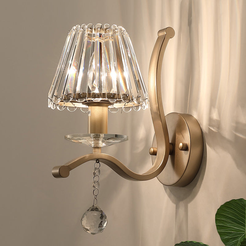 Kristallen Prisma Veroud goud Kandelaar Conisch 1 Kop Minimalistische Wandlamp Fixture