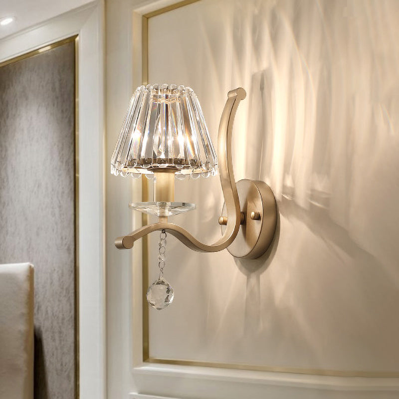 Kristallen Prisma Veroud goud Kandelaar Conisch 1 Kop Minimalistische Wandlamp Fixture