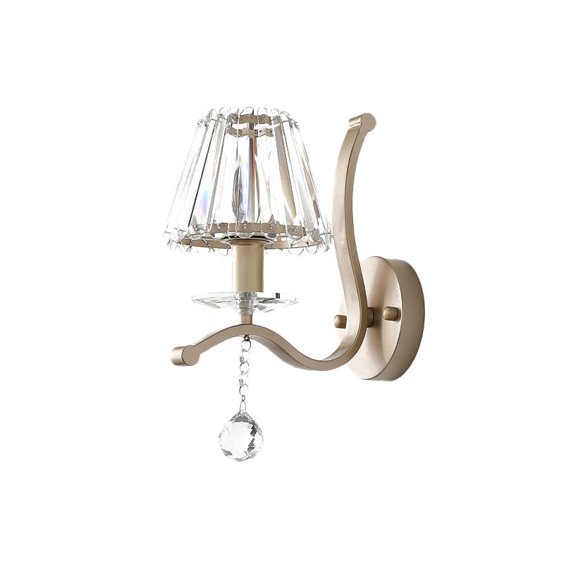 Kristallen Prisma Veroud goud Kandelaar Conisch 1 Kop Minimalistische Wandlamp Fixture