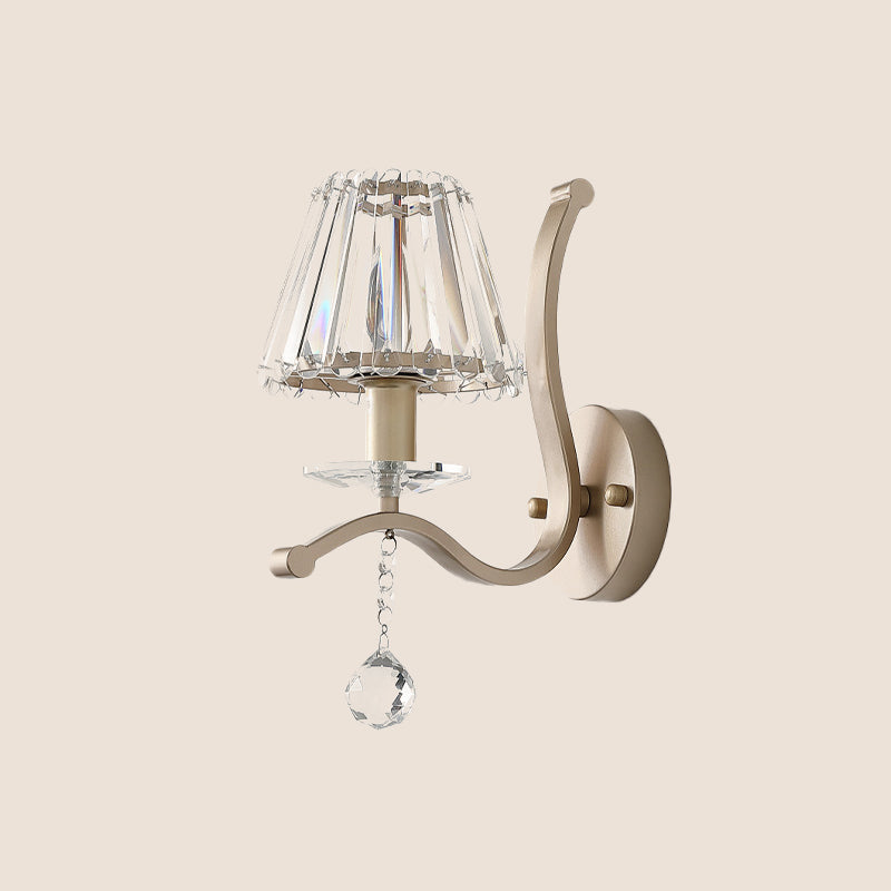 Kristallen Prisma Veroud goud Kandelaar Conisch 1 Kop Minimalistische Wandlamp Fixture