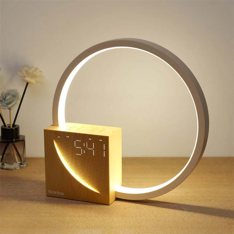 Bedlamp Touch Tafellamp Met Natuurlijke Geluiden, Bureau Lamp Met Alarmklok, Touch Control 3 Niveaus Helderheid Huisdecor
