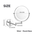 Troscana | Oplaadbare wandspiegel voor scheren | 360° rotatie. 1X/10X vergroting en verstelbare LED-verlichting voor gebruik in de badkamer