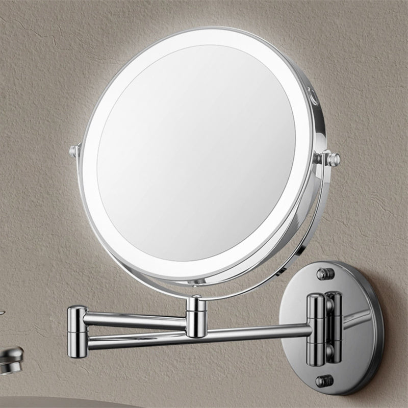 Oplaadbare Wandgemonteerde Scheerspiegel | 360° Rotatie. 1X/10X Vergroting & Verstelbare LED Verlichting voor Badkamergebruik