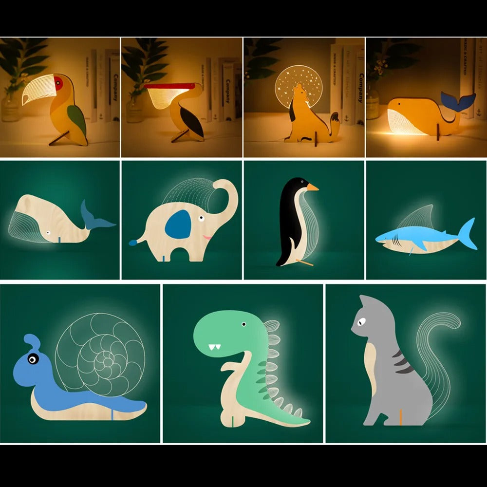 Charmante Houten Dieren LED Bedlampen
