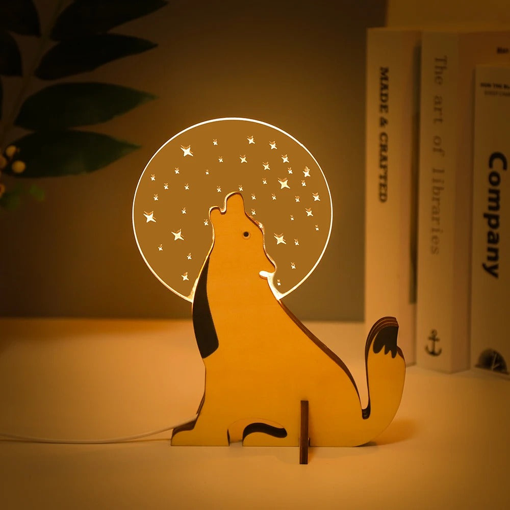 Charmante Houten Dieren LED Bedlampen