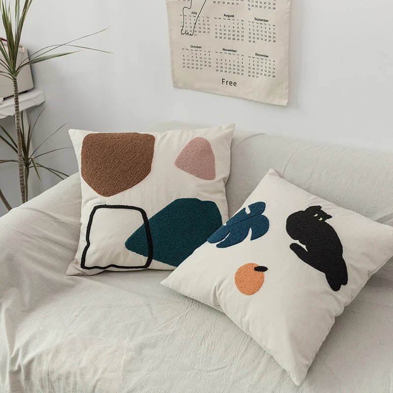 Zwarte Kat & Tuin Tufted Kussenhoes | Troscana