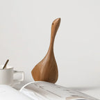 Noordse Houten Ganzenfiguren Abstract Teakhouten Beeldhouwwerk Liefdeskoppel Figuren Natuurlijke Dier Ornamenten voor Huisdecoratie