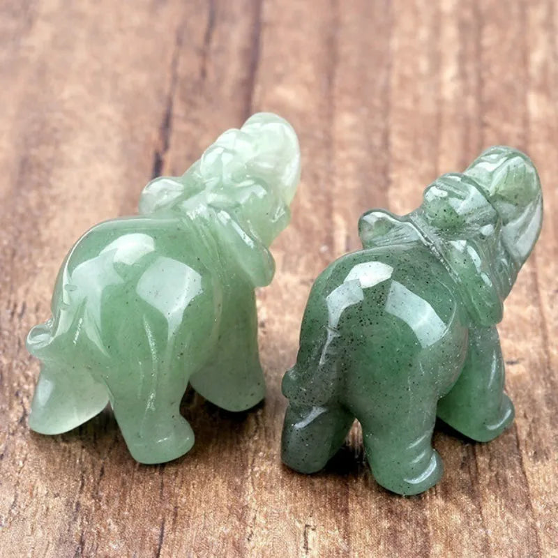 Groene Aventurijn Jade Steen Olifant Standbeeld