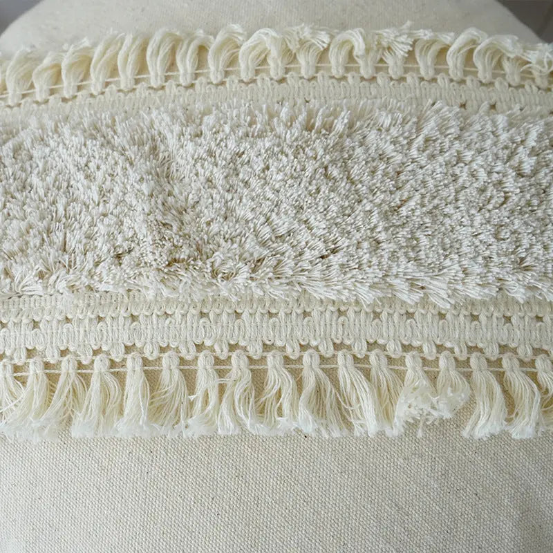 Decorative Cushion with Texture Pattern and Fringe