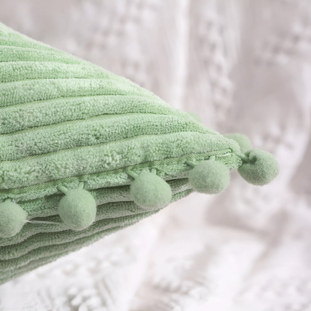 Katoenen Kussenhoes met Pom Poms