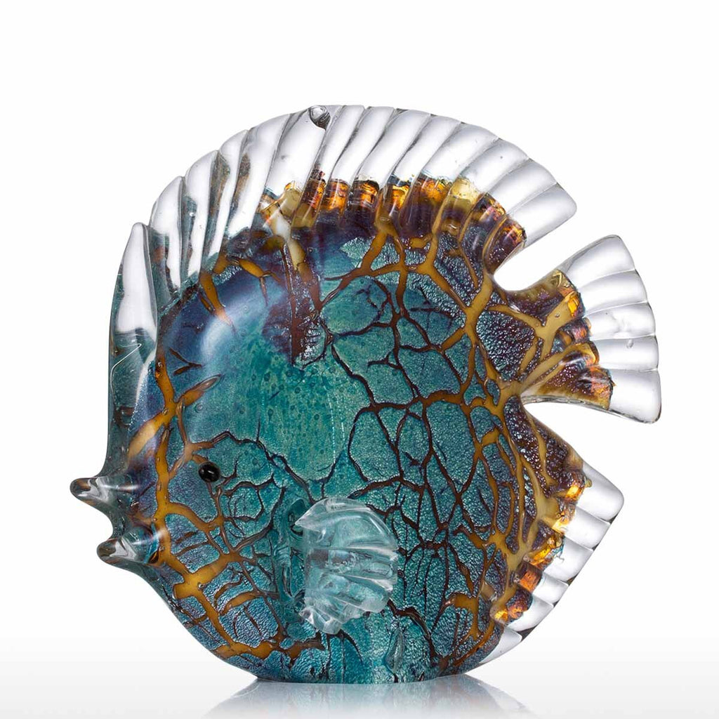 Meerkleurige Pois Tropische Vis Delicate Glazen Sculptuur Elegante Appartementdecoratie Glazen Vis Fijne Ruimte Appartementdecoratie Ambacht