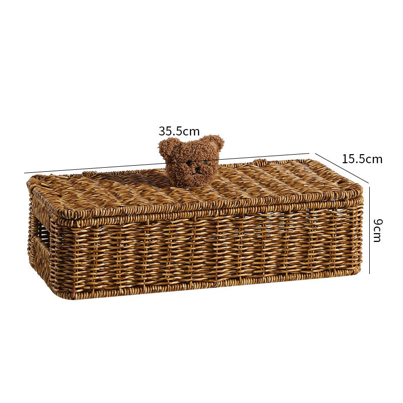 Decoratieve Geweven Opbergdoos Met Schattig Beren Deksel