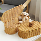 Decoratieve Geweven Opbergdoos Met Schattig Beren Deksel