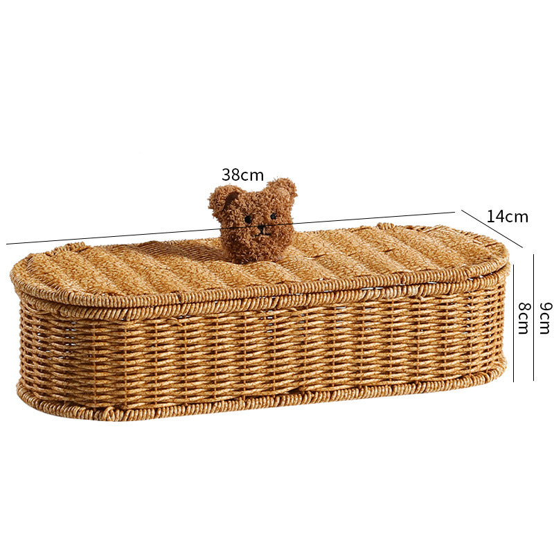 Decoratieve Geweven Opbergdoos Met Schattig Beren Deksel