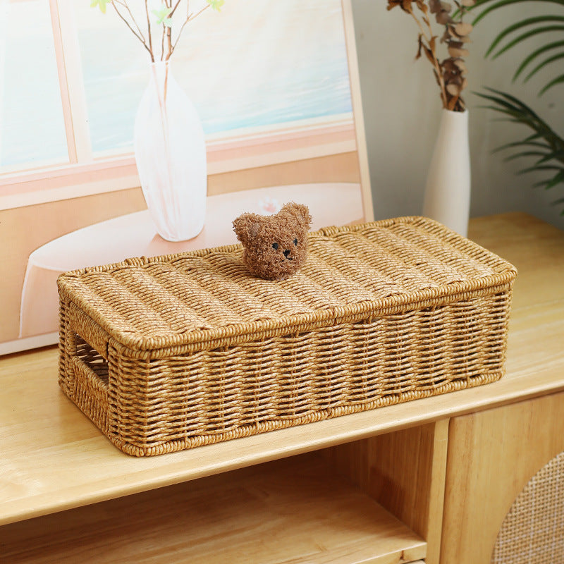 Decoratieve Geweven Opbergdoos Met Schattig Beren Deksel