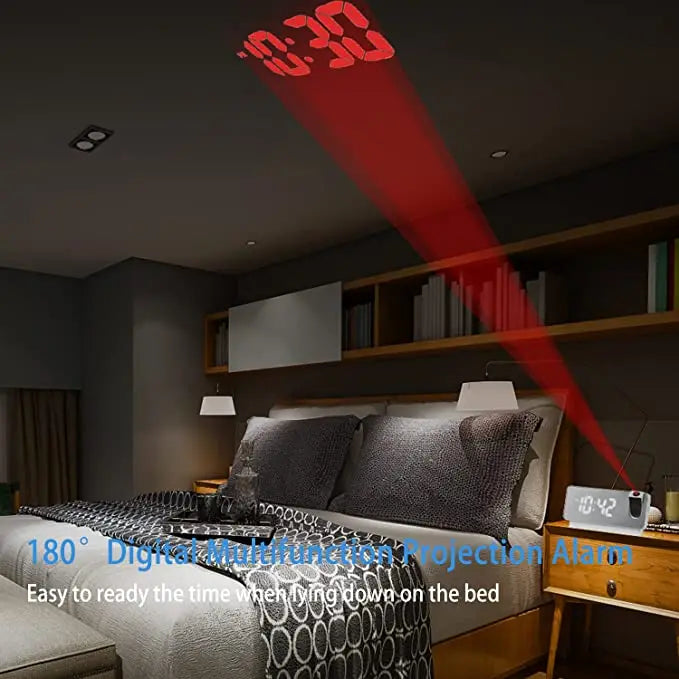 Troscana | Projectie wekker met spiegeleffect en groot LED-scherm