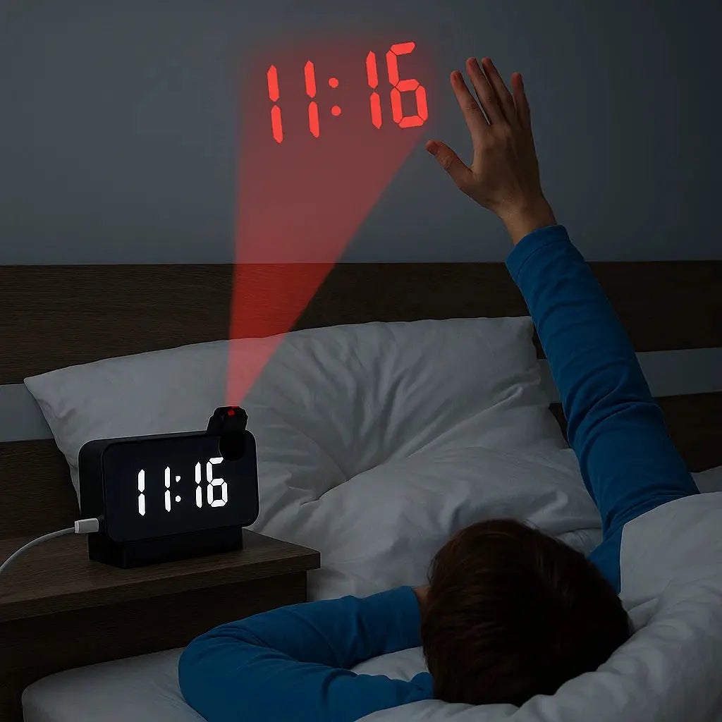 Troscana | Projectie wekker met spiegeleffect en groot LED-scherm