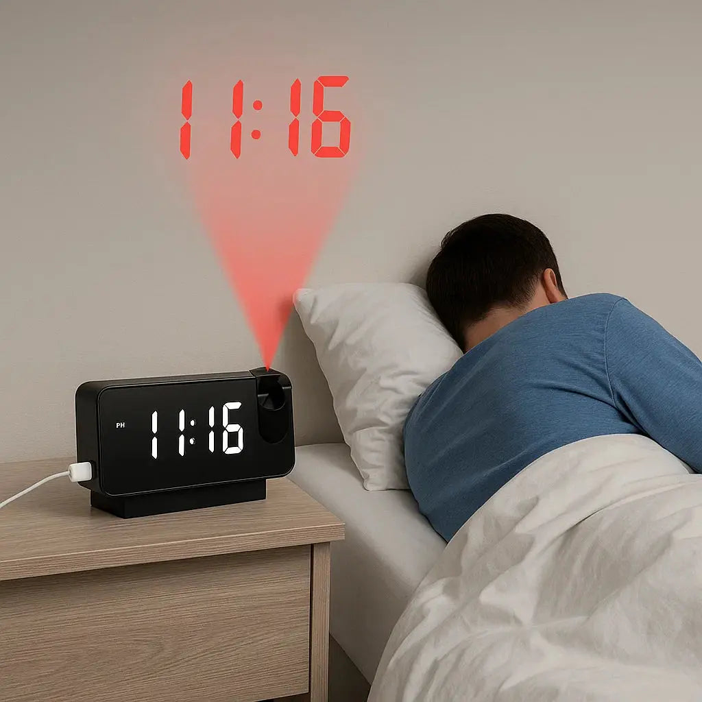 Troscana | Projectie wekker met spiegeleffect en groot LED-scherm