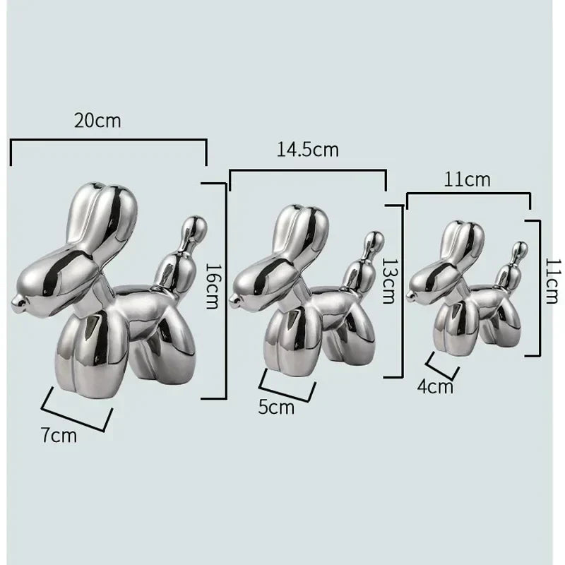 Noordse Keramische Ballon Hond Sculptuur Gouden Dieren Decoraties Beeld Sieraden Voor de Woonkamer Creatieve Desktop Ornament Huisdecoratie