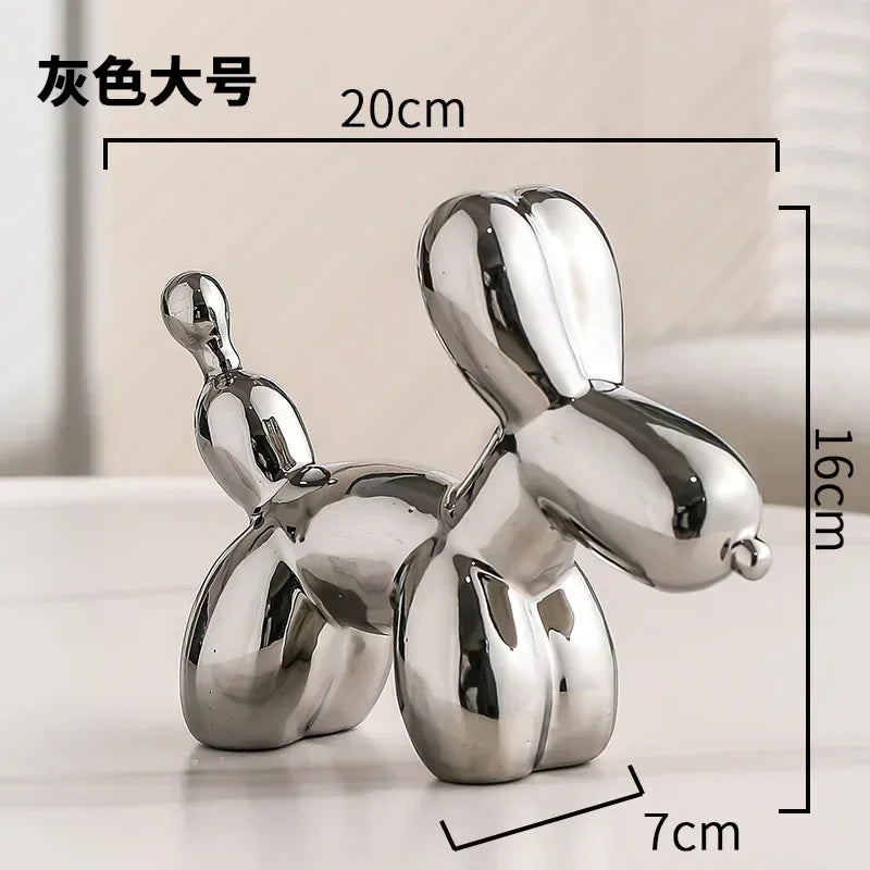 Noordse Keramische Ballon Hond Sculptuur Gouden Dieren Decoraties Beeld Sieraden Voor de Woonkamer Creatieve Desktop Ornament Huisdecoratie