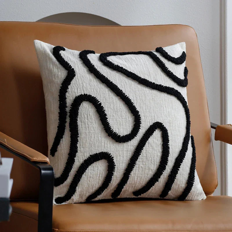 Boho Chenille Kussen met Zachte Geometrische Lijnen voor Sofa en Woonkamer
