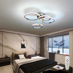 Moderne LED Plafond Kroonluchter – Dimbare Verlichting met Afstandsbediening & App-besturing, Goud/Chroom/Zwart Afwerking, voor Woonkamer & Slaapkamer