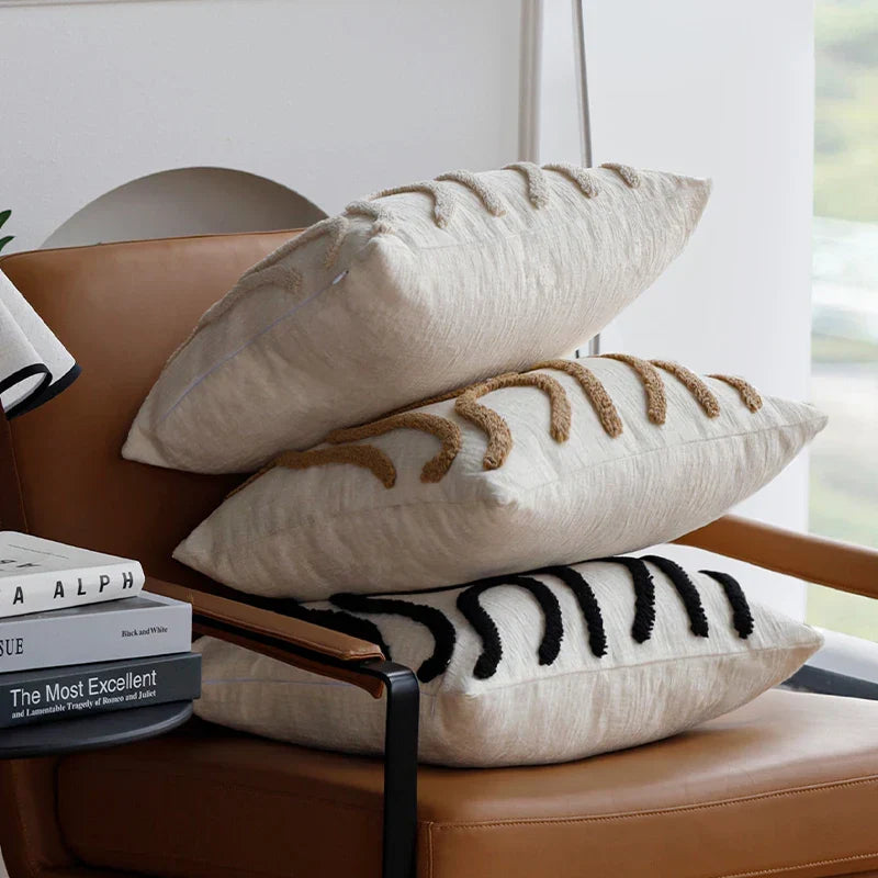 Boho Chenille Kussen met Zachte Geometrische Lijnen voor Sofa en Woonkamer