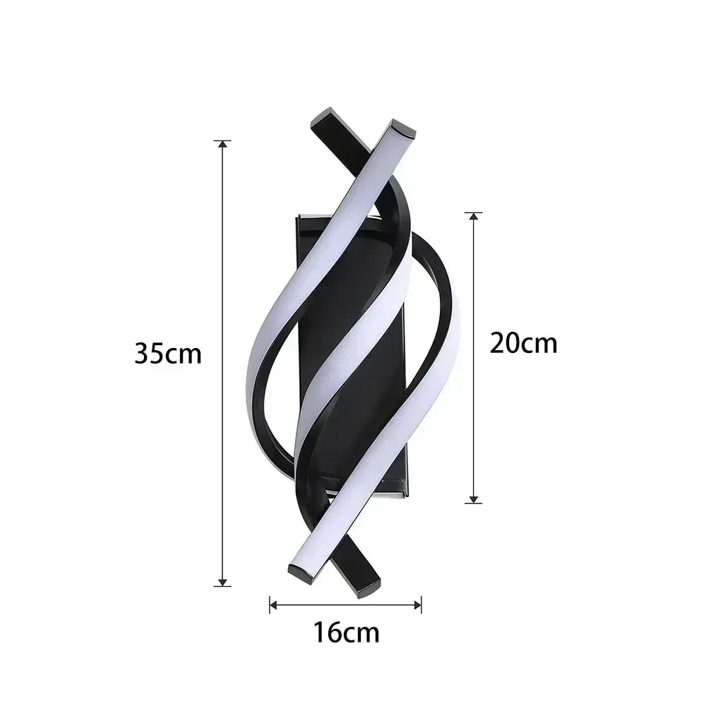 Moderne LED Wandlamp – Gebogen Spiraal Ontwerp Wandlamp voor Woonkamer, Slaapkamer, Gang en Thuisdecor