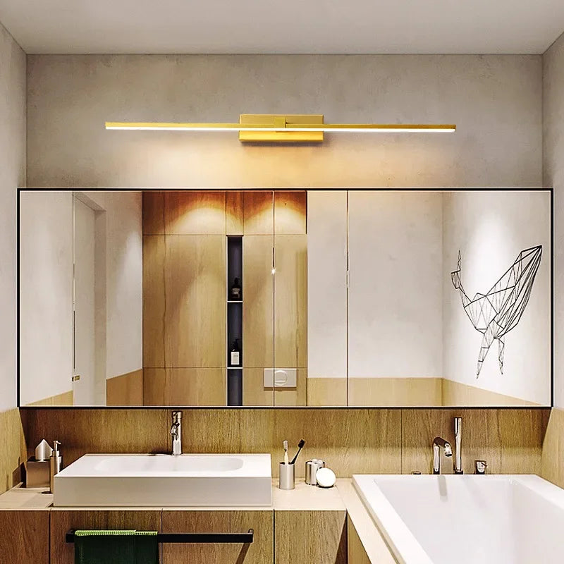 Moderne Gouden LED Wandlamp – Badkamerspiegellicht met Touch-schakelaar voor Slaapkamer, Woonkamer en Vanity Verlichting