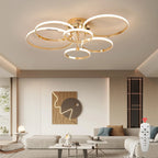 Moderne LED Plafond Kroonluchter – Dimbare Verlichting met Afstandsbediening & App-besturing, Goud/Chroom/Zwart Afwerking, voor Woonkamer & Slaapkamer