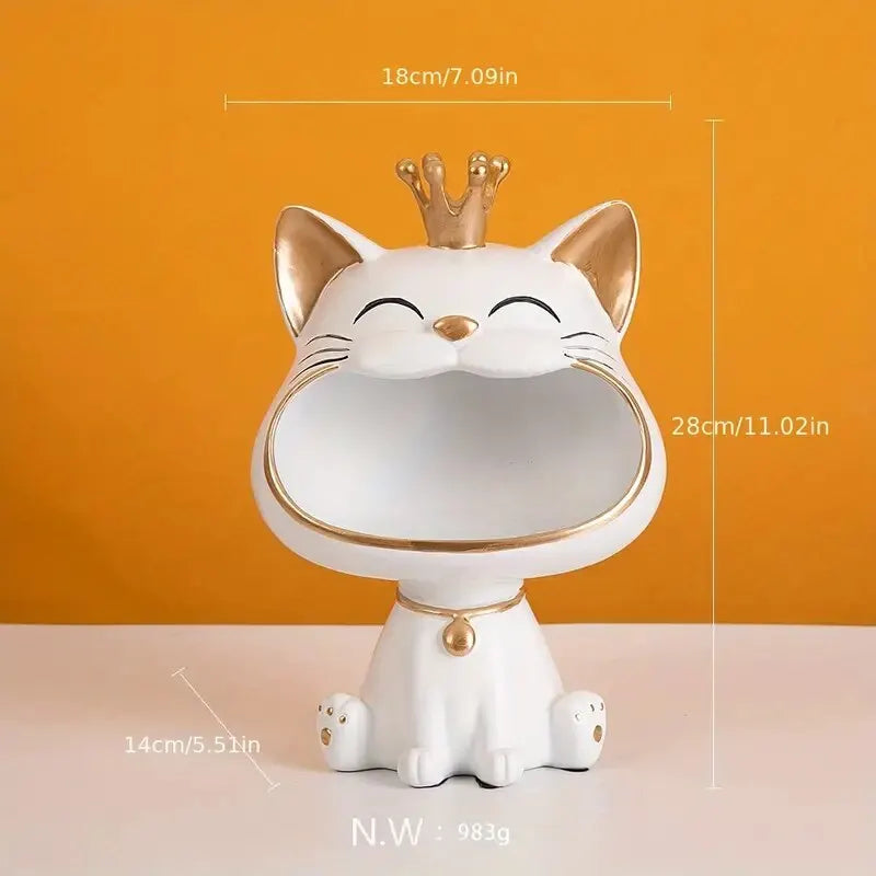 Fortune Crown Big Mouth Kat Toegang Sleutelhanger Decoratief Ornament, Licht Luxe Huiswarming Geschenk Beeldhouwwerk