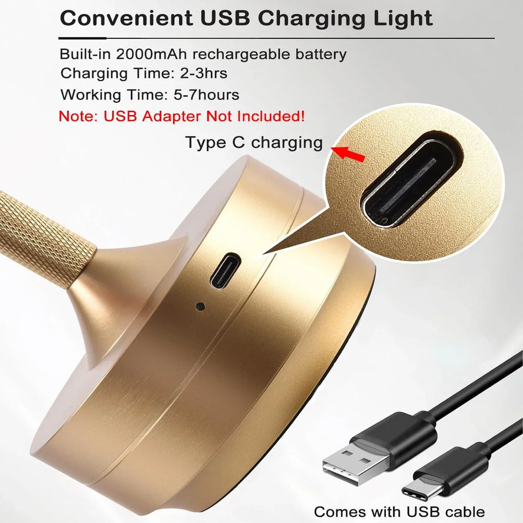 Classic Touch Sensor LED Tafellamp | Oplaadbare Draadloze Bureau Lamp met 3 Kleur Instelbare Temperatuur