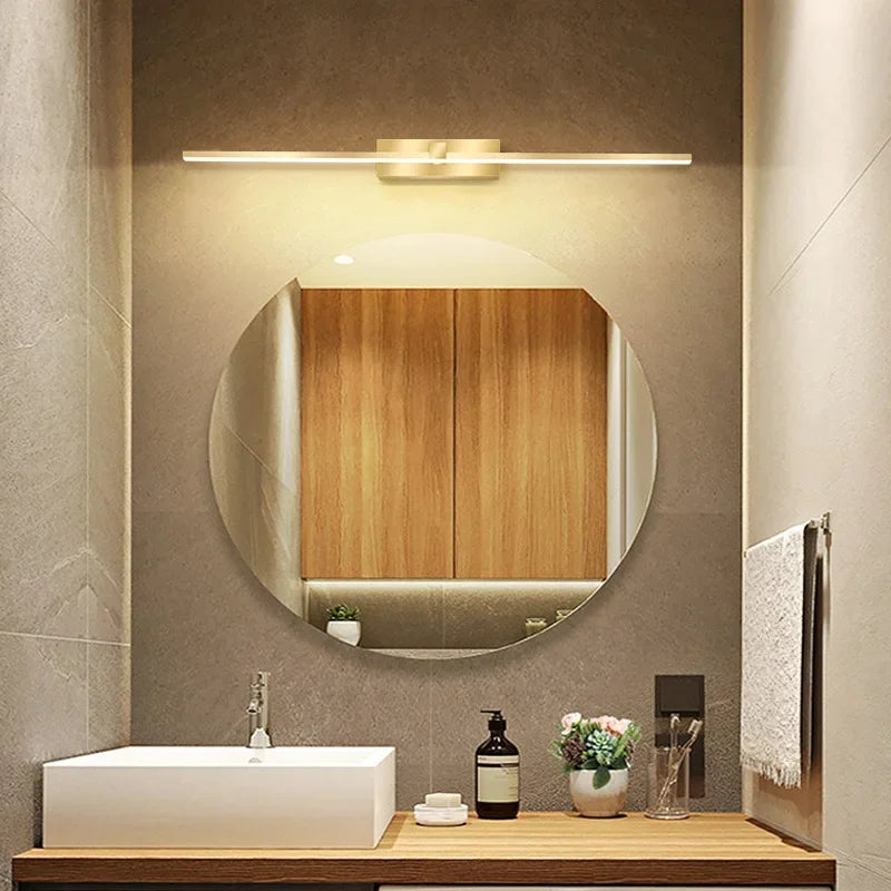 Moderne Gouden LED Wandlamp – Badkamerspiegellicht met Touch-schakelaar voor Slaapkamer, Woonkamer en Vanity Verlichting
