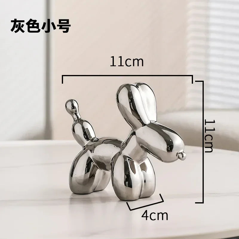 Noordse Keramische Ballon Hond Sculptuur Gouden Dieren Decoraties Beeld Sieraden Voor de Woonkamer Creatieve Desktop Ornament Huisdecoratie