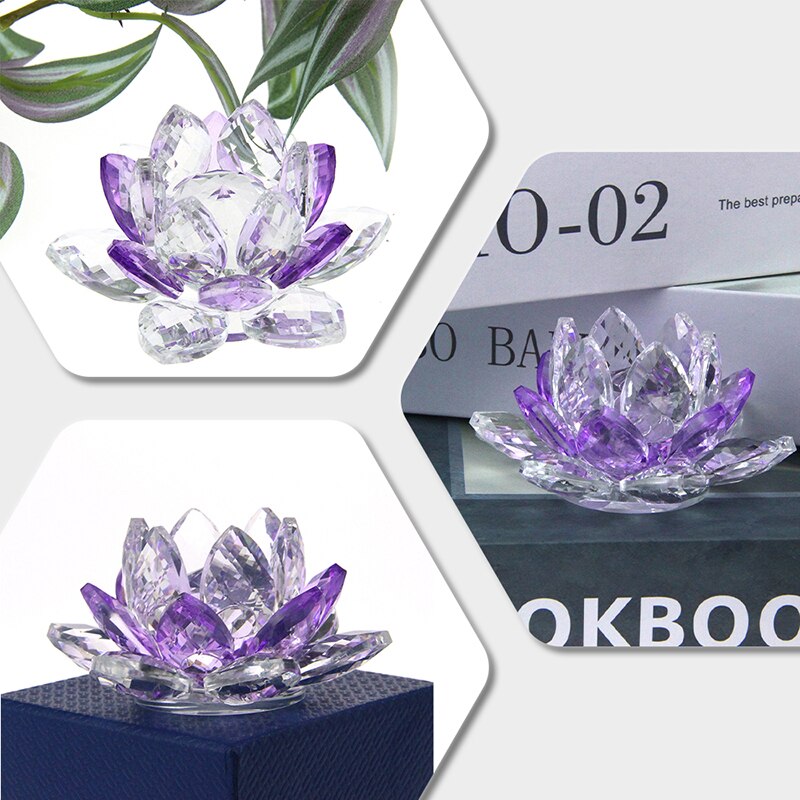 Kristal Lotus Bloem Ambacht Glas Papiergewicht Huis Decoratie Ornamenten Figuren Huis Bruiloft Feest Decoratie Cadeaus Souvenir