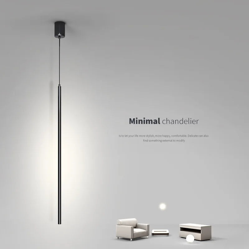 Moderne LED Lange Hanglamp voor Eetkamer, Slaapkamer & Woonkamer – Touch Switch, Aluminium Hanglamp, Witte & Zwarte Lampenkap
