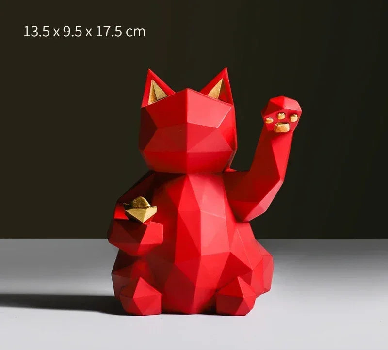 Noordse Minimalisme Geometrische Gelukkige Kat Beelden