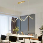 Moderne LED Hanglamp – Nordic Gouden Kroonluchter voor Keuken, Eetkamer en Restaurant, Z-Vormig Ontwerp met Afstandsbediening