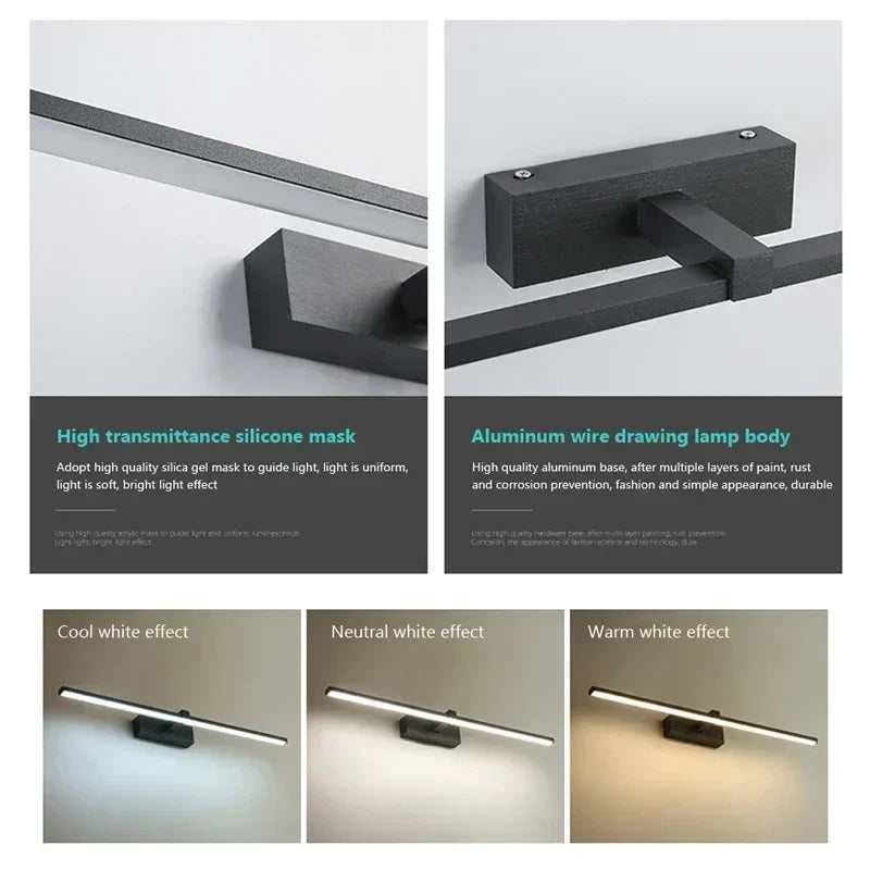 Moderne LED Wandlamp - Driekleurige Badkamer Wandlamp met Aluminium Afwerking voor Spiegel, Bad en Huisdecor