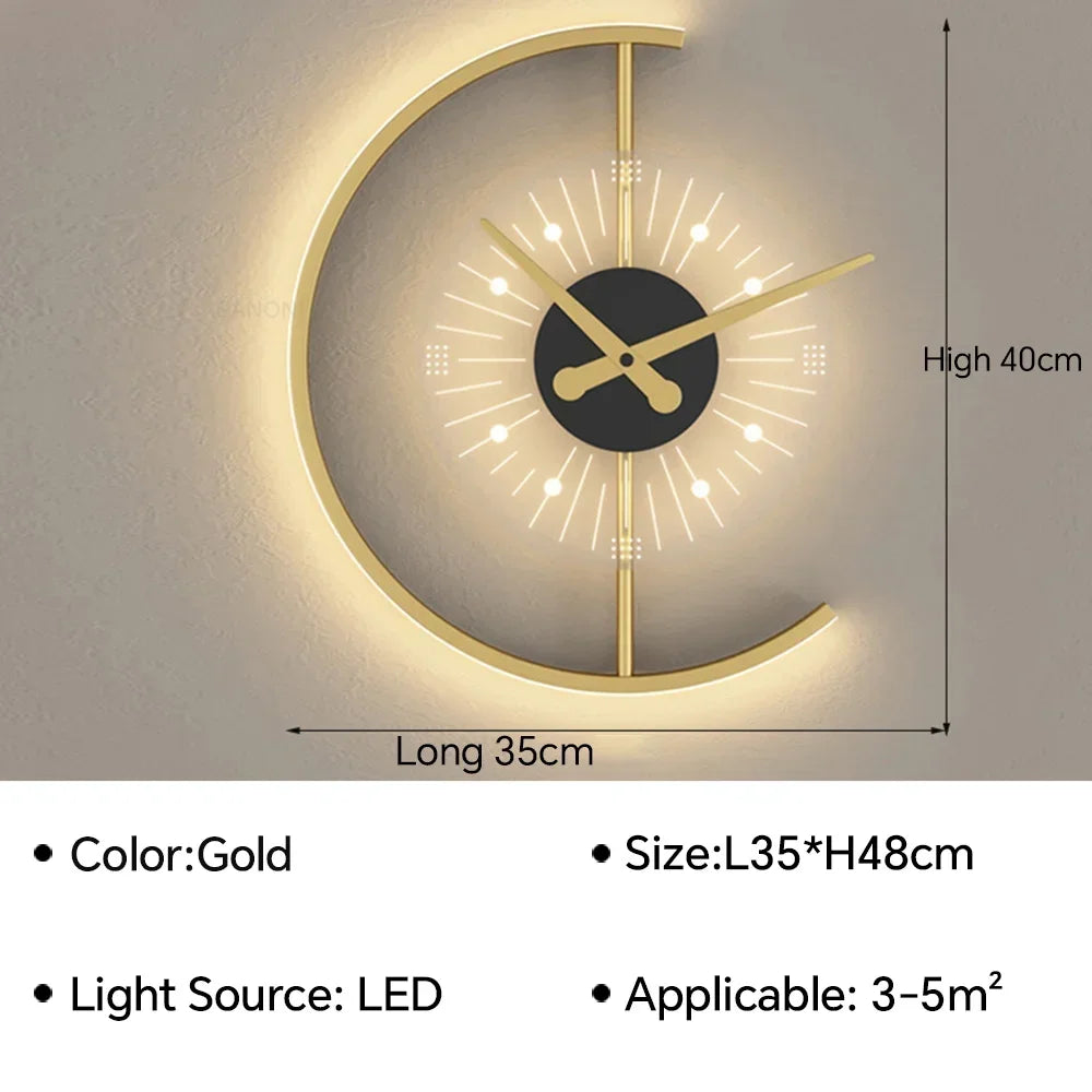 Moderne LED Klok Wandlamp - Stijlvolle Wandgemonteerde Verlichting voor Slaapkamer, Woonkamer en Huishouddecoratie