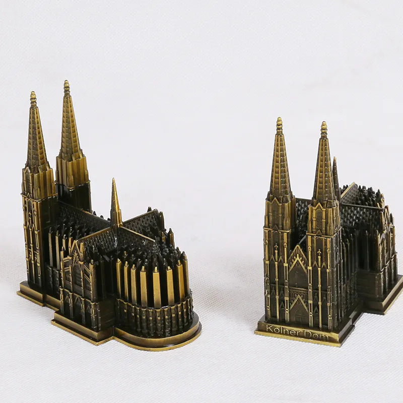 Kölner Dom Model Metaal Antiek Brons Duitsland Kölner Dom Gebouw Figuren Wereldberoemde Bezienswaardigheid Architectuur Decoratie